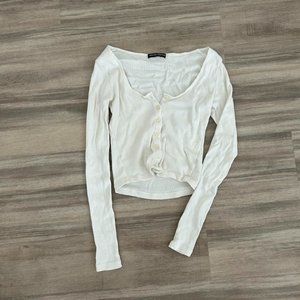 Brandy Melville long sleeve white ribbed top